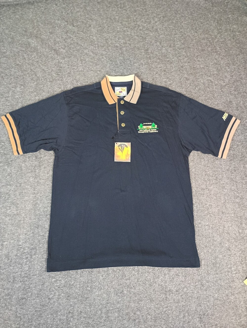 Vintage Cutter & Buck MBNA Golf Polo Shirt Men's Large NWT Navy 100% Cotton USA.